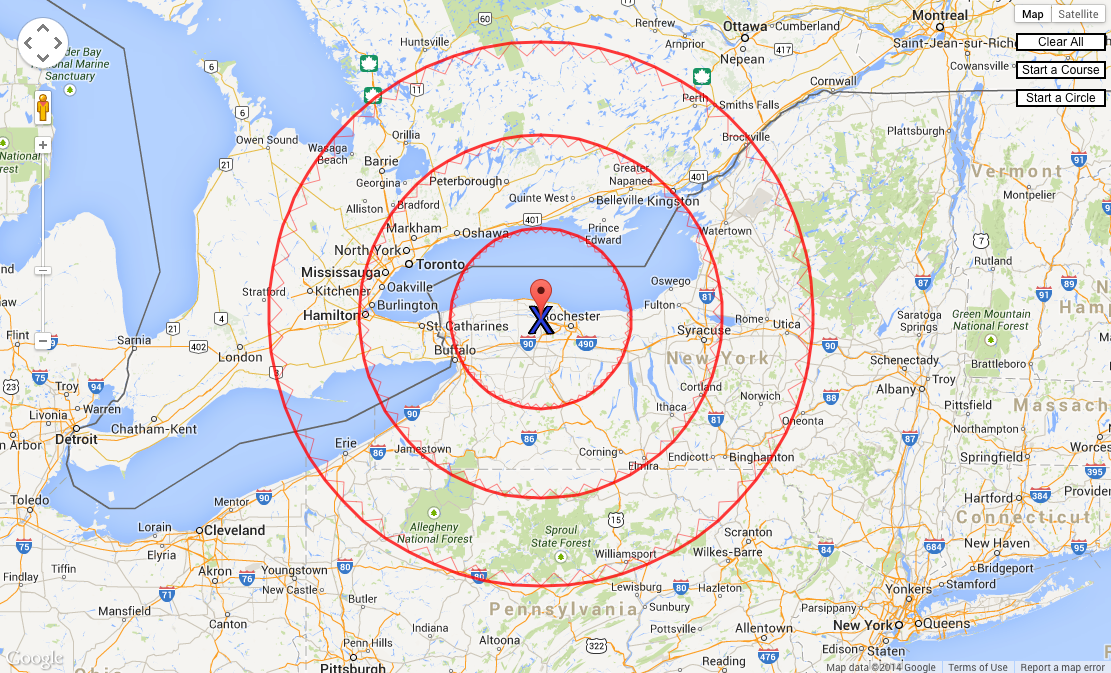google maps distance radius tool